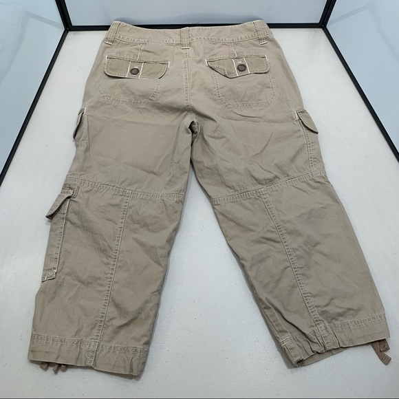 Eddie Bauer Cropped Cargo Pants Drawstring Bottom Size 2 - Picture 2 of 9
